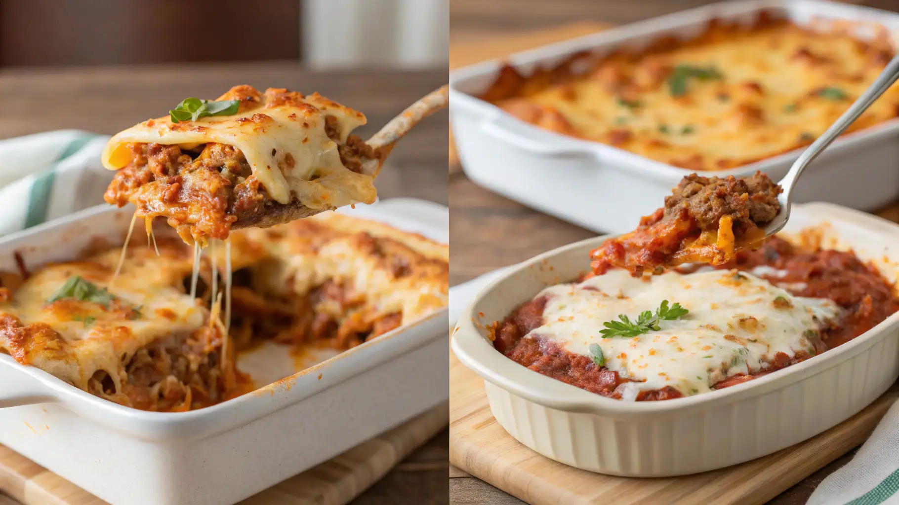 Does Baked Ziti Always Have Meat? Vegetarian and Classic Versions 1 Side-by-side comparison of two baked ziti dishes—one classic with meat and the other a vegetarian version.