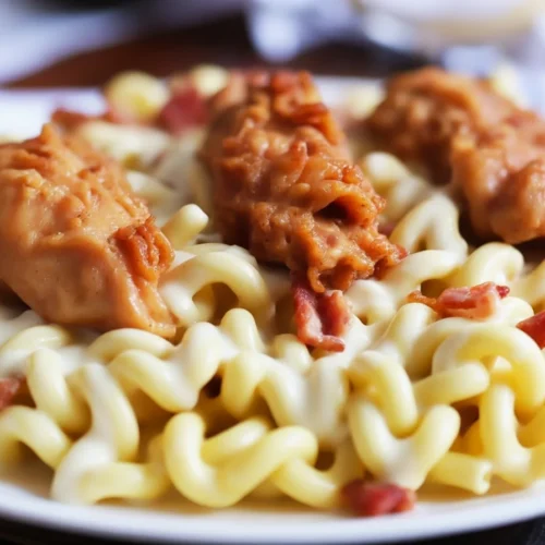 Deliciously Easy Honey Pepper Chicken Pasta Recipe for Dinner 1 Delicious Easy Honey Pepper Chicken Pasta Recipe served with creamy sauce.