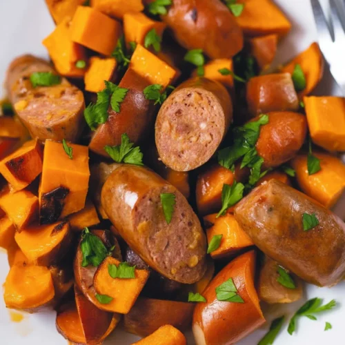 Easy One-Pan Sheet Pan Sausage & Sweet Potatoes Dinner Idea 2 Easy One-Pan Sheet Pan Sausage & Sweet Potatoes