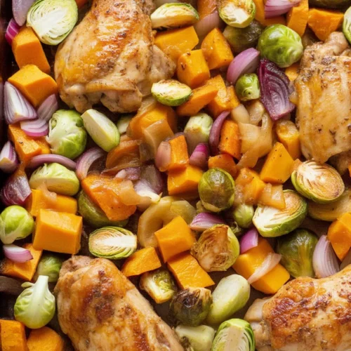 Sheet Pan Chicken with Savory Brussels Sprouts & Butternut Squash 2 Sheet Pan Chicken with Savory Brussels Sprouts