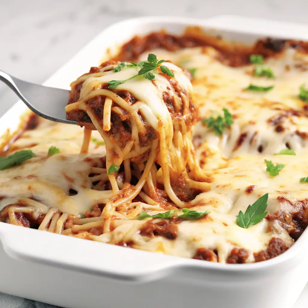High Protein Baked Spaghetti Casserole