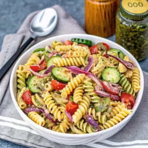 Creamy Tomato Cucumber Pasta Salad (Easy Summer Side Dish) 4 Tomato Cucumber Pasta Salad