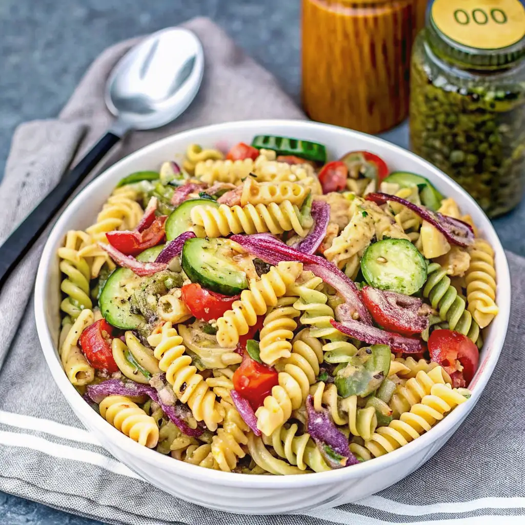 Tomato Cucumber Pasta Salad