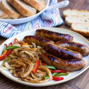 Easy Grilled Sausage with Peppers and Onions (Summer Skillet Recipe) 4 Grilled Sausage with Peppers