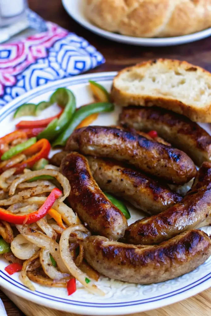 Easy Grilled Sausage with Peppers and Onions (Summer Skillet Recipe) 1 Grilled Sausage with Peppers