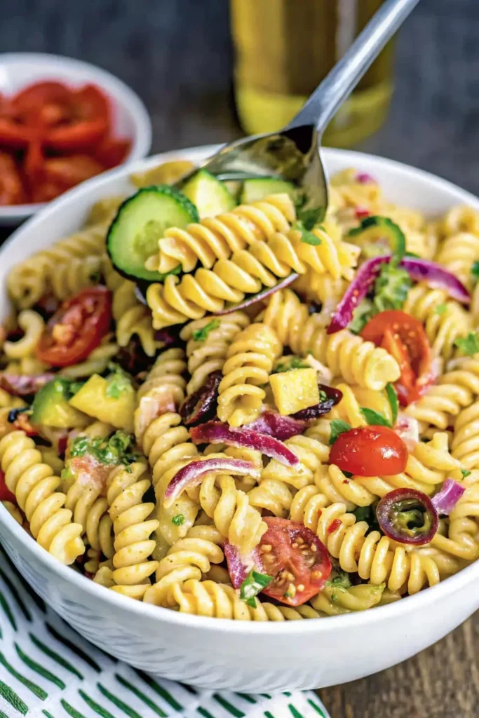 Creamy Tomato Cucumber Pasta Salad (Easy Summer Side Dish) 1 Tomato Cucumber Pasta Salad