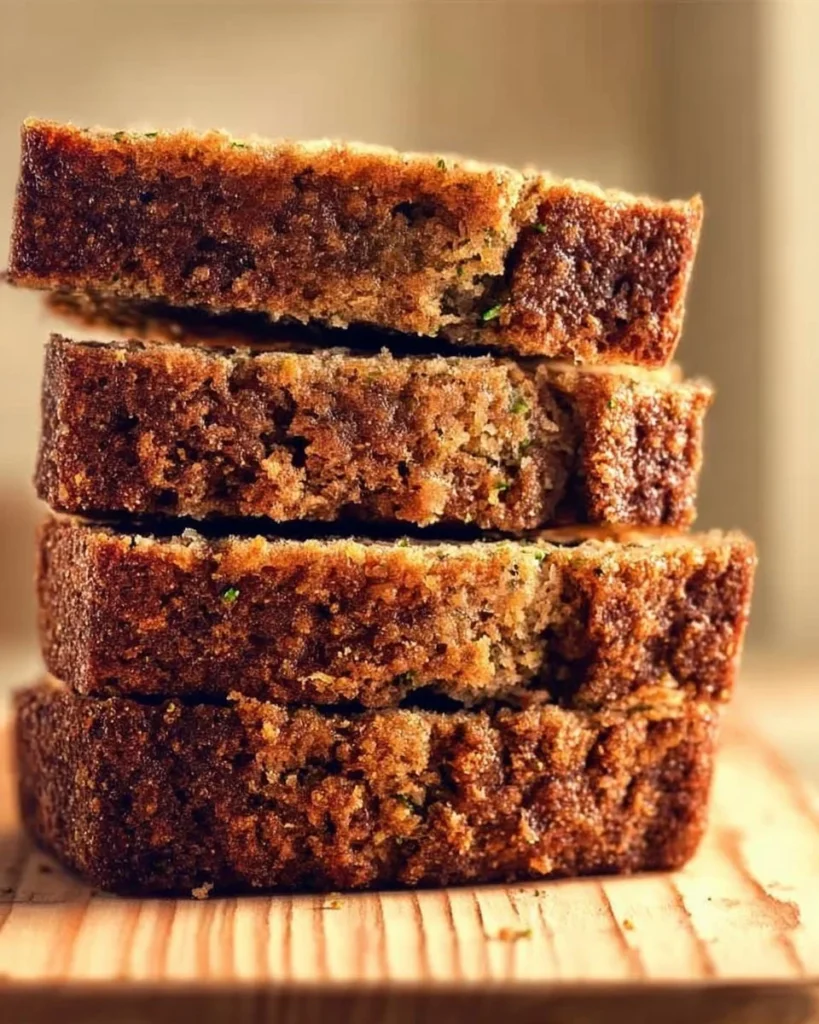 Deliciously baked best zucchini bread on a wooden table