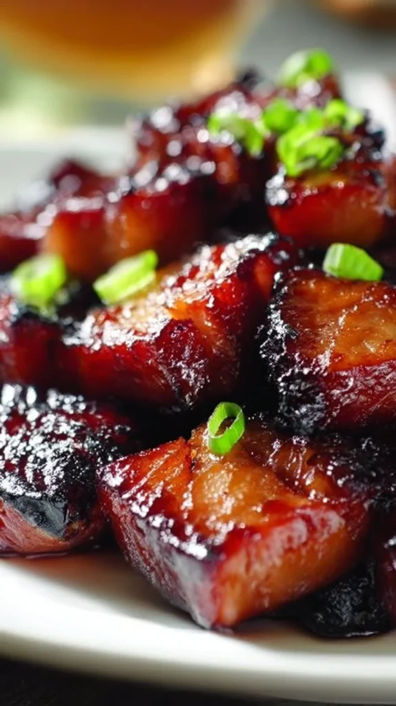 Delicious Char Siu Chicken served with vibrant sides on a plate.