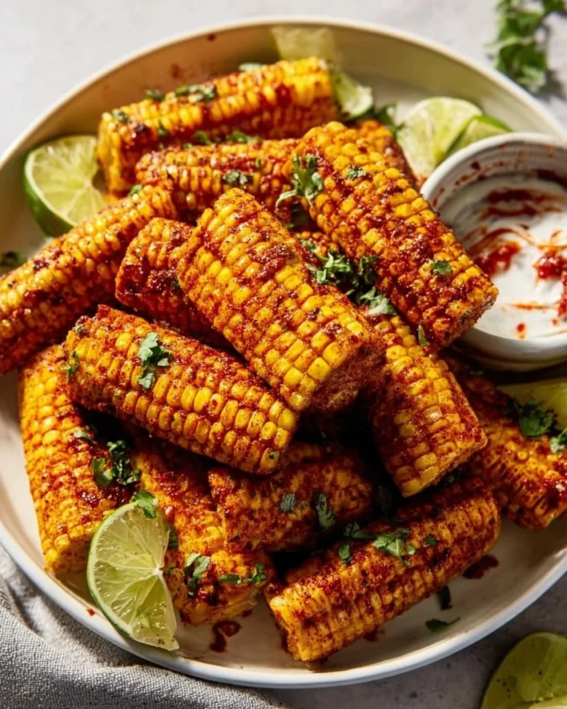 Crispy roasted corn ribs topped with Chipotle lime seasoning