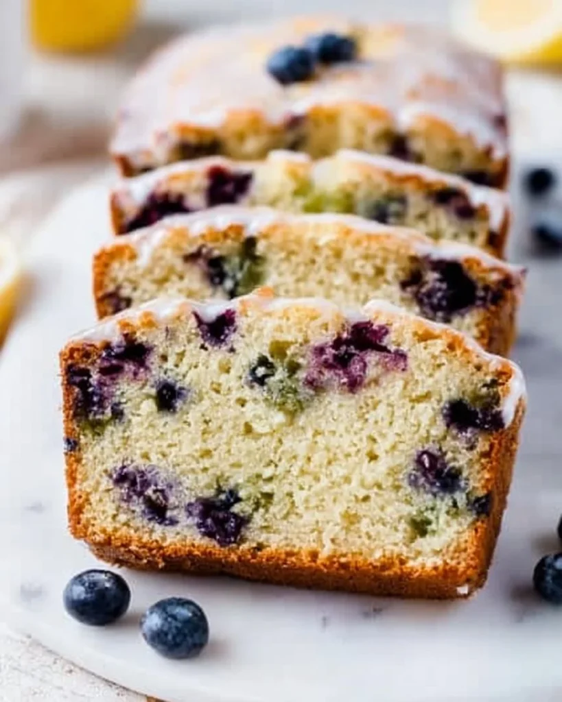 Crispy lemon blueberry zucchini bread fresh out of the oven