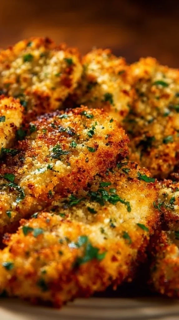 Delicious Garlic Parmesan Crusted Chicken served on a plate