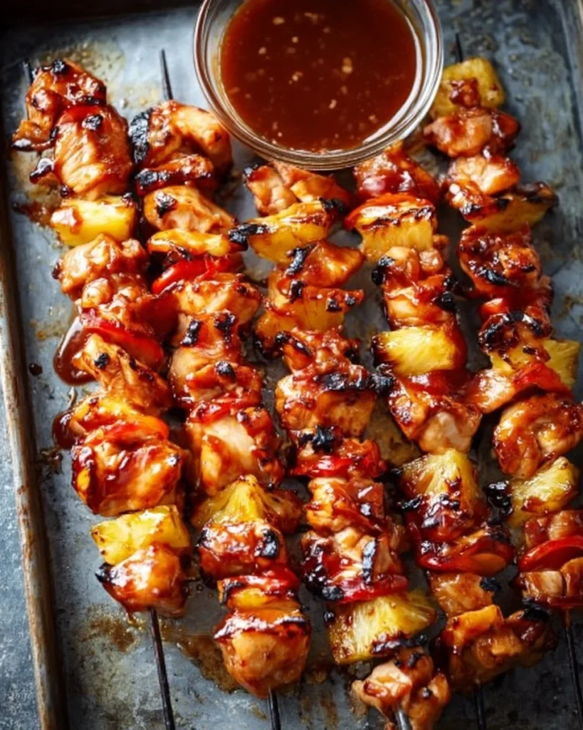 20-minute honey-sriracha chicken kabobs on the grill