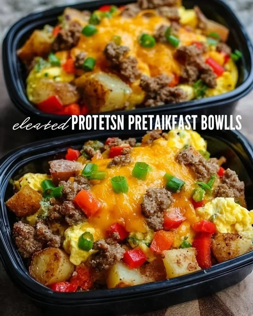 High protein breakfast bowls ready for freezing and easy meal prep.