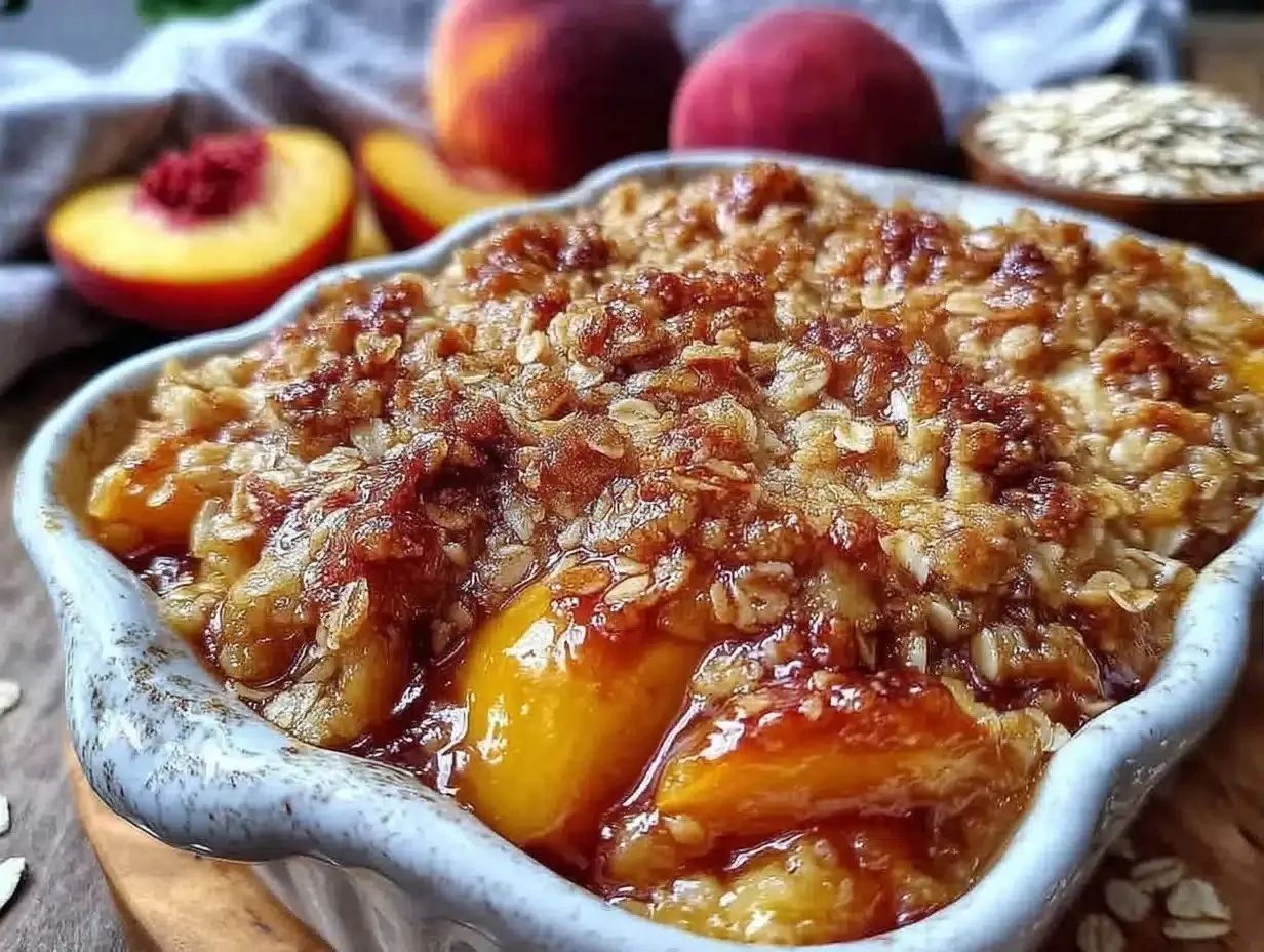 Easy Peach Crisp Recipe with Crunchy Oat Crumble Topping for Summer Delight