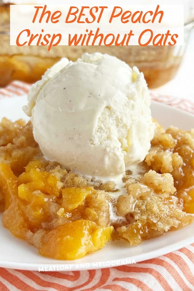 Fresh Peach Crisp Recipe | Peach cobbler crisp recipe, Peach cobbler crisp easy, Peach crisp with fresh peaches no oats